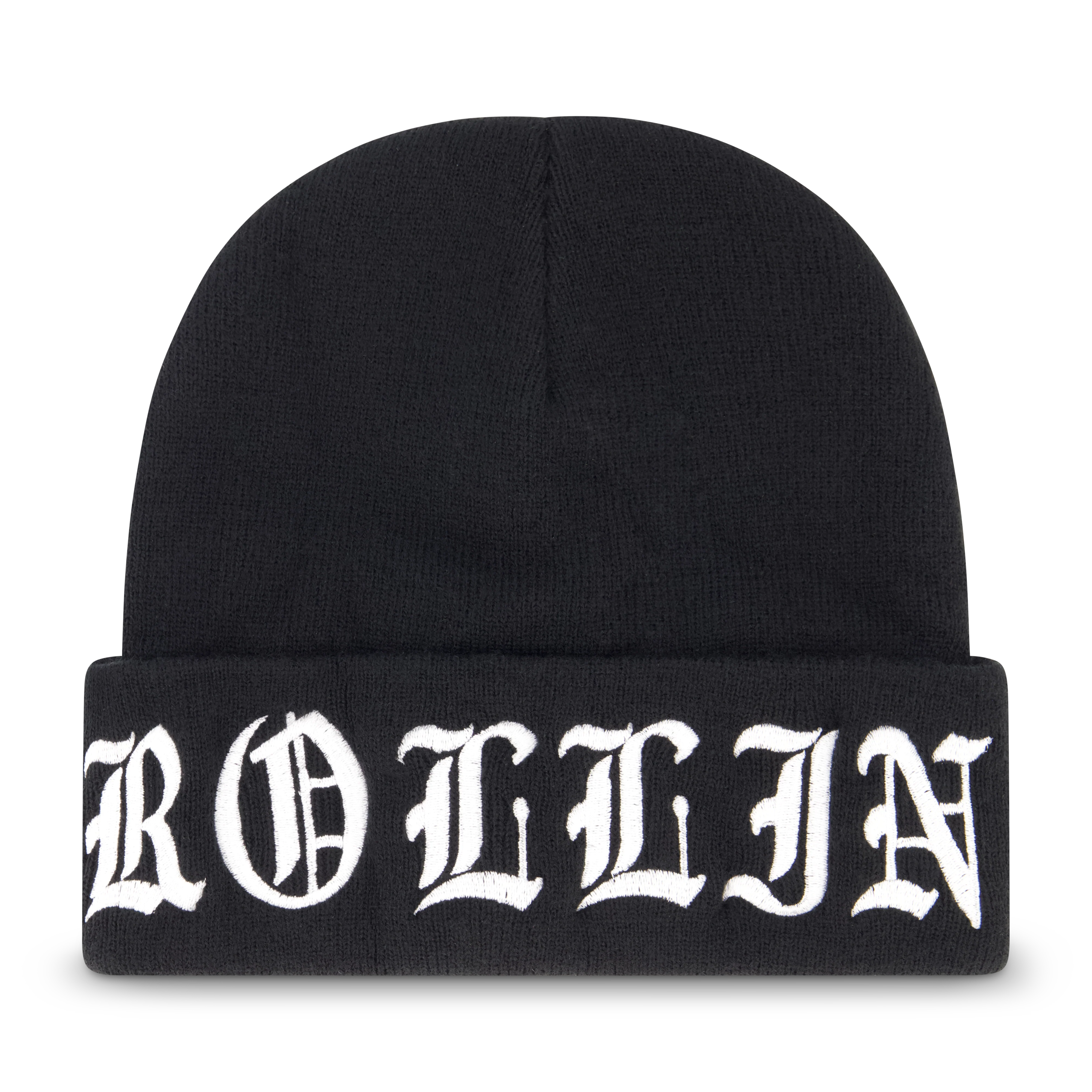Old English Black Beanie