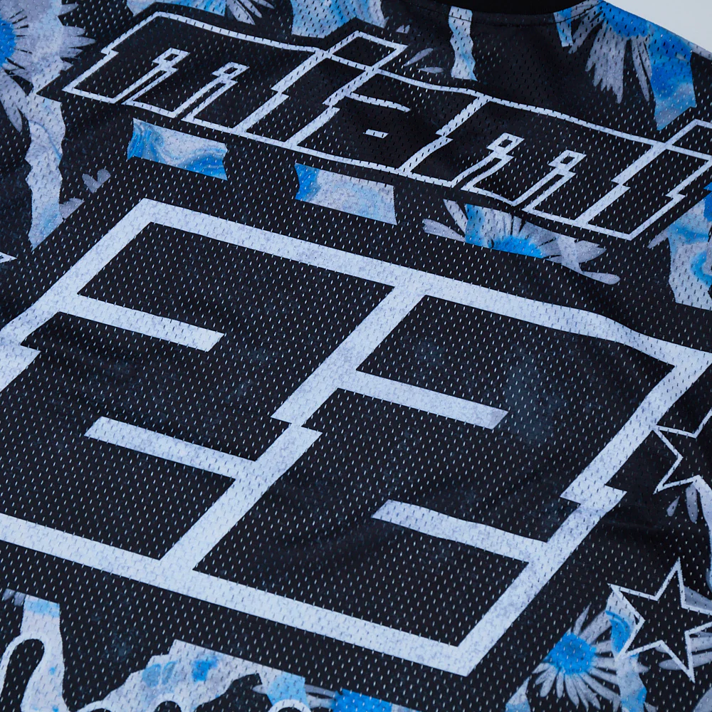 Oversized Blue Mesh Football Jersey - Image 8