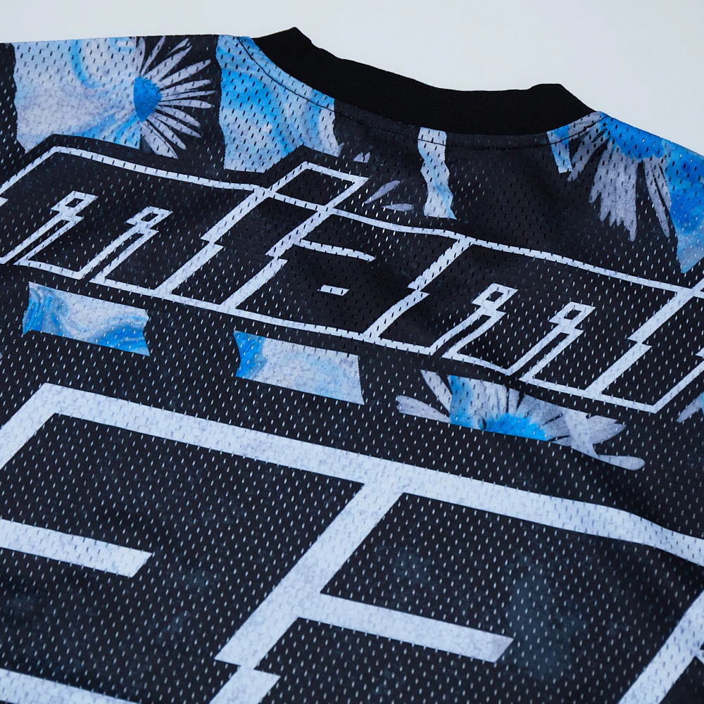 Oversized Blue Mesh Football Jersey - Image 9