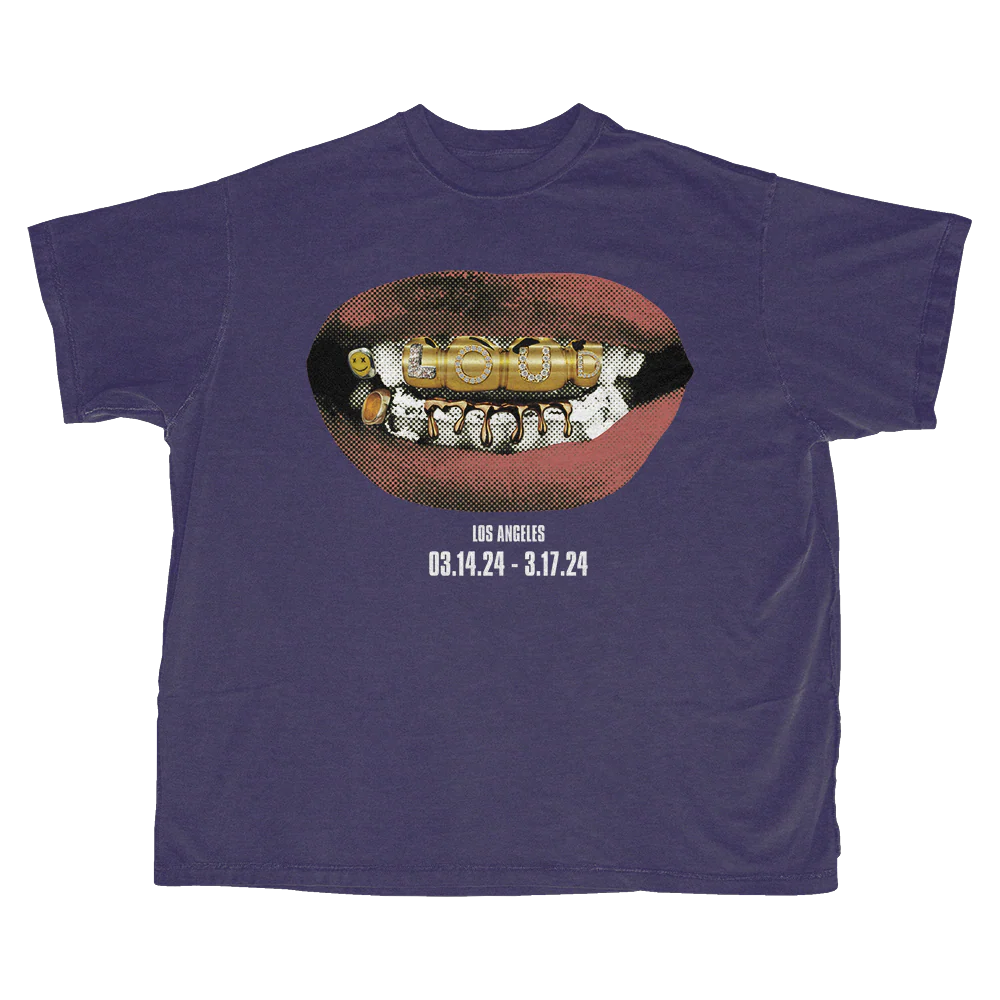 RL LA 24 Loud Mouth Grill Bling Purple Tee