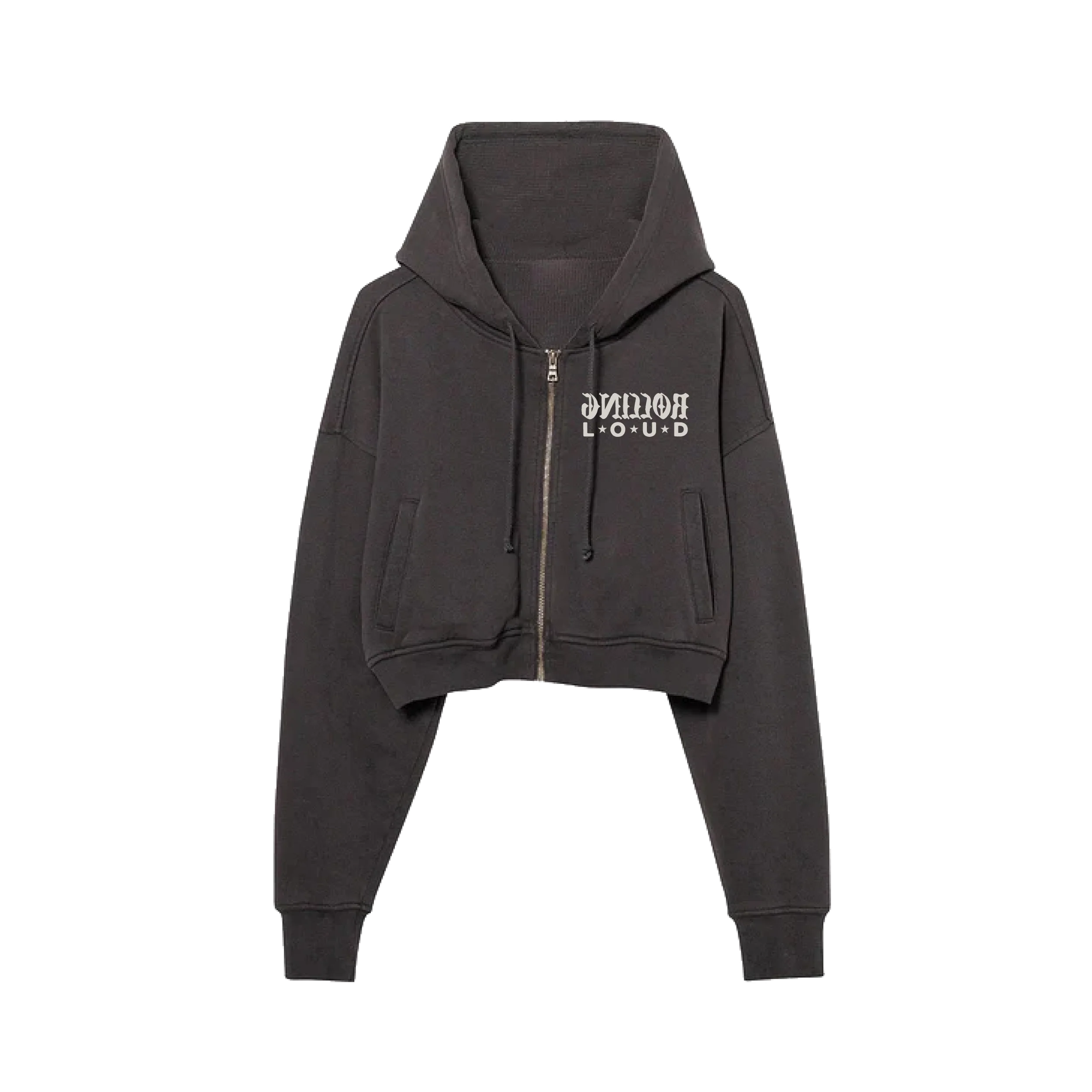 RL Productions Vintage Black Crop Zip Hoodie