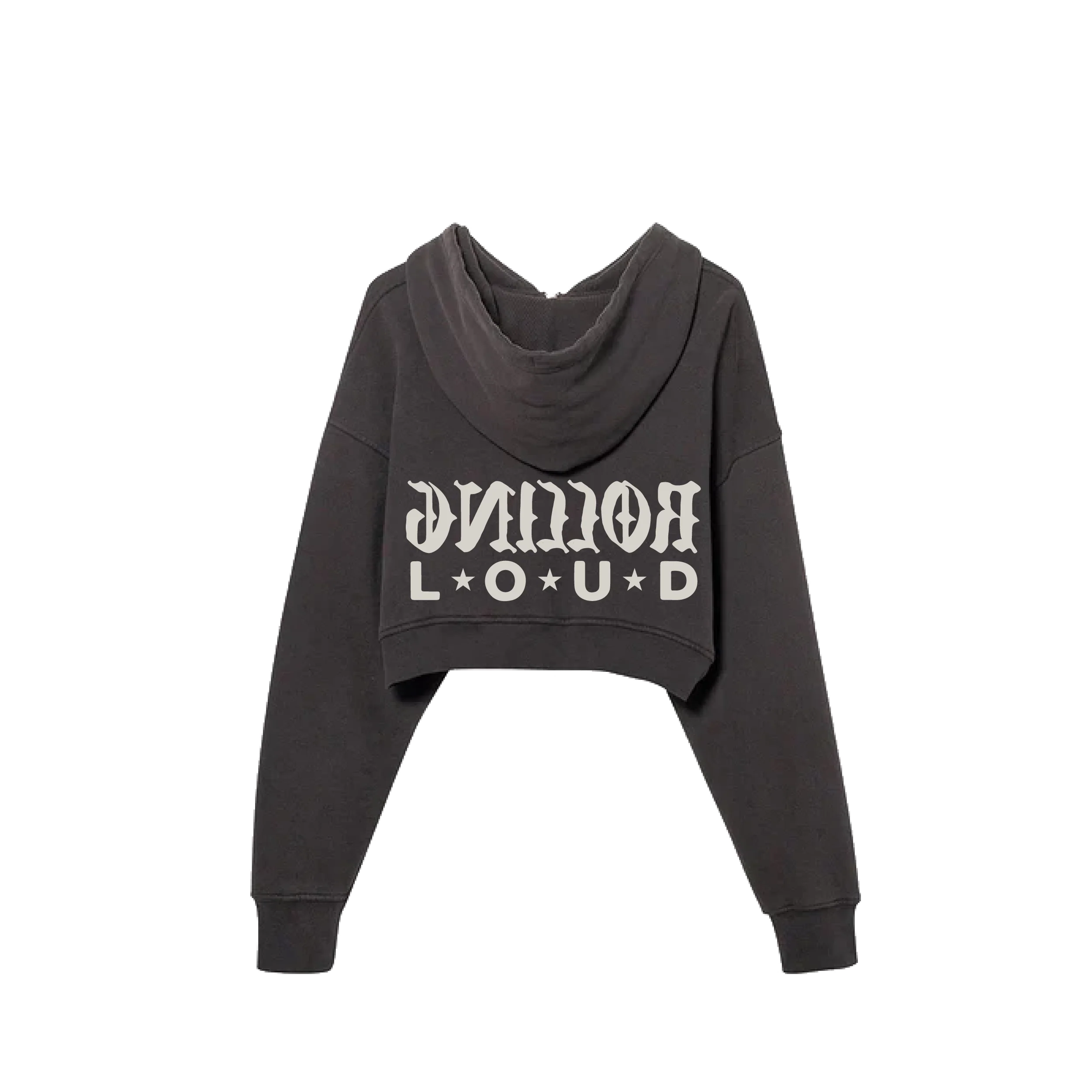 RL Productions Vintage Black Crop Zip Hoodie - Image 2