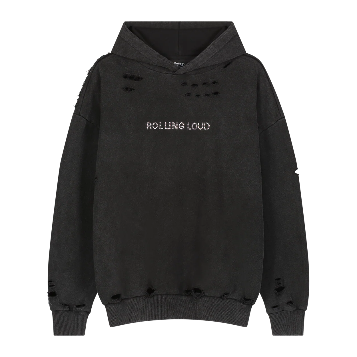 RL Rhinstone Logo Vintage Black Hoodie