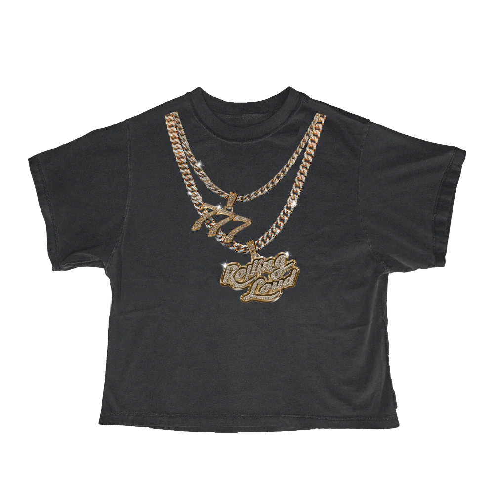 RL x Lay Bankz 777 Chain Black Crop Tee