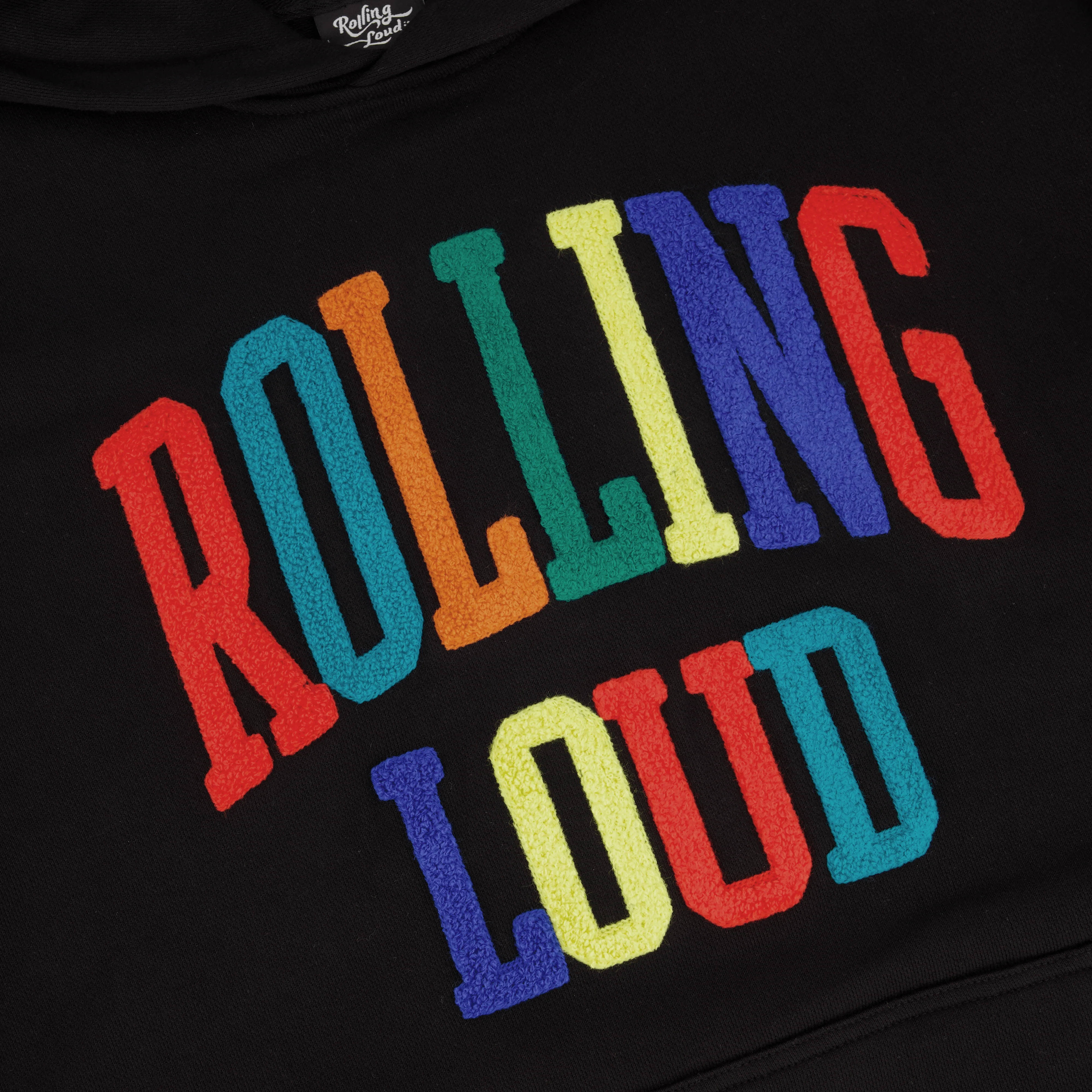 Rolling Loud Multi Chenille Black Hooded Sweatshirt - Image 3