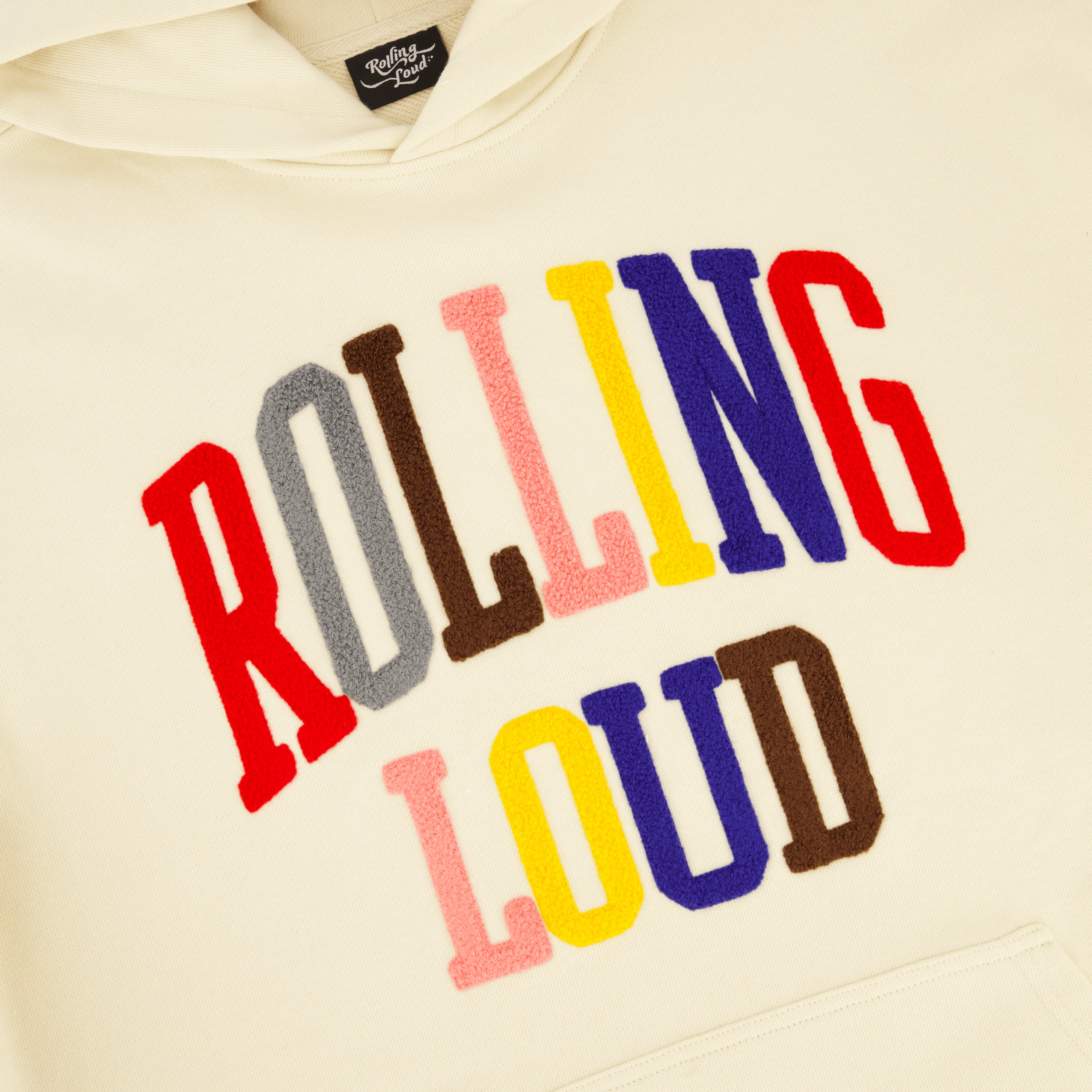 Rolling Loud Multi Chenille Cream Hooded Sweatshirt - Image 3